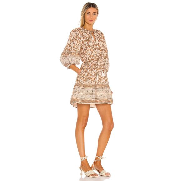 Cleobella Rosy Mini Dress SZ LARGE Tamil Block Print Peasant Bohemian $198 EUC - Picture 3 of 15